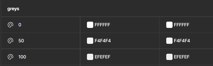 grey base color tokens